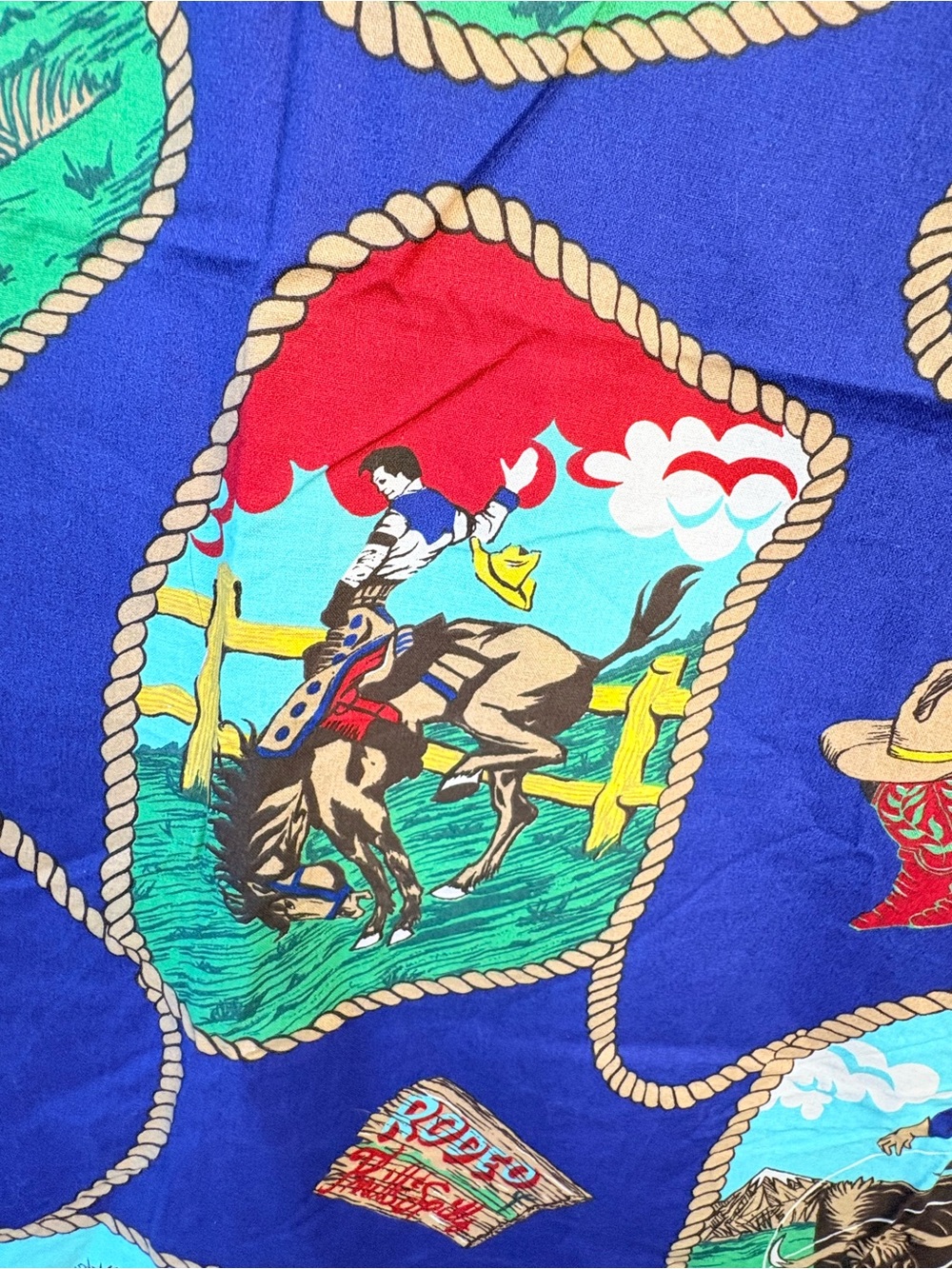 Vintage Princess Fabrics Cowboy Rodeo Western Fabric ~ 2 Yards - Picture 4 of 7